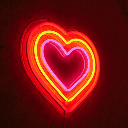 Triple Hearts LED Neon Sign