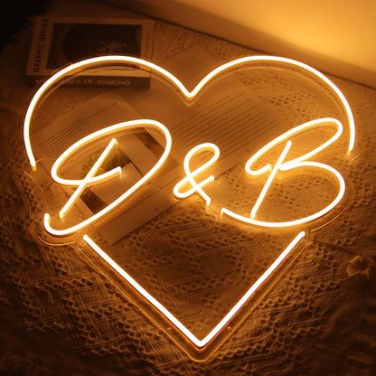 heart initial custom neon light 