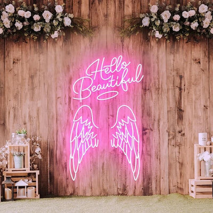 Аngel wings and halo neon sign