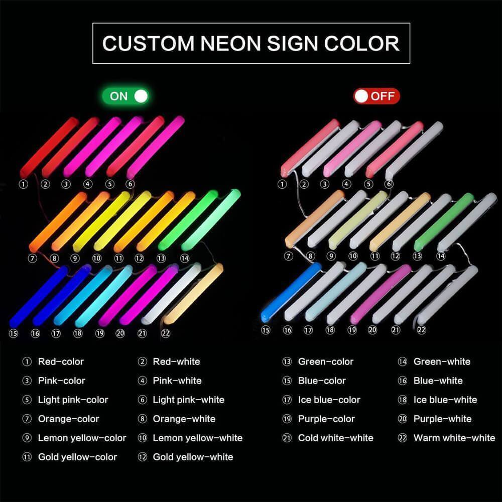 Color option for neon sign 