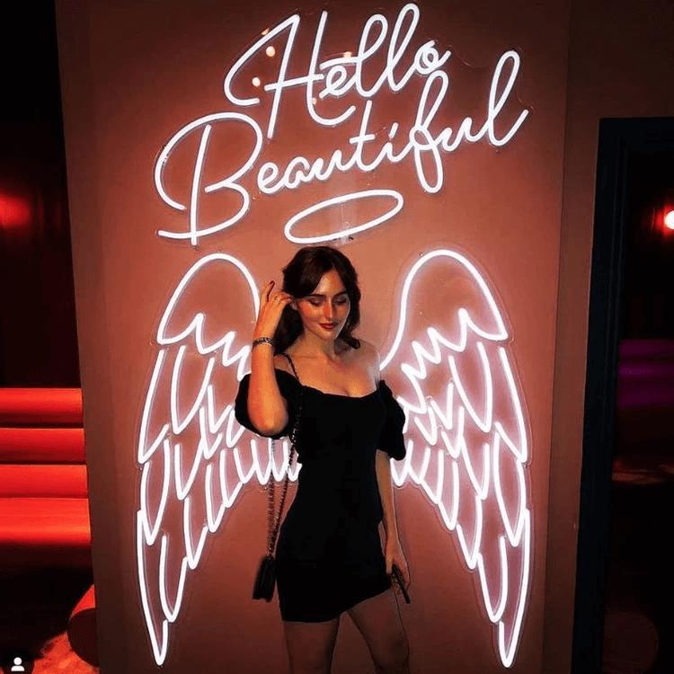 Аngel wings and halo neon sign